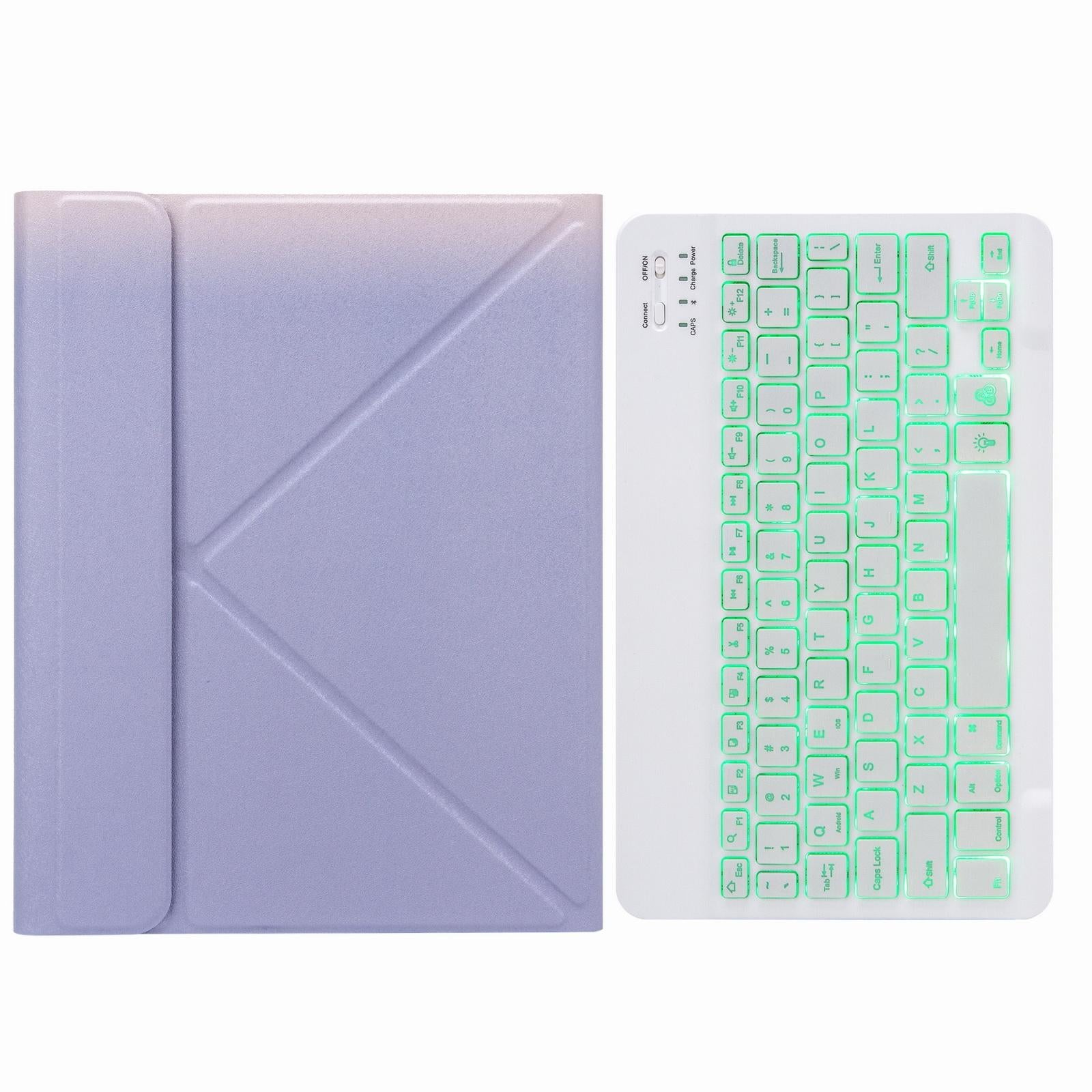V562-C104064200ADE-202504292011-00 Bluetooth Keyboard Leather Case For Ipad 10.2 / 10.5 With Monochrome Backlight & Three-Fold Holder - Purple - Image 1