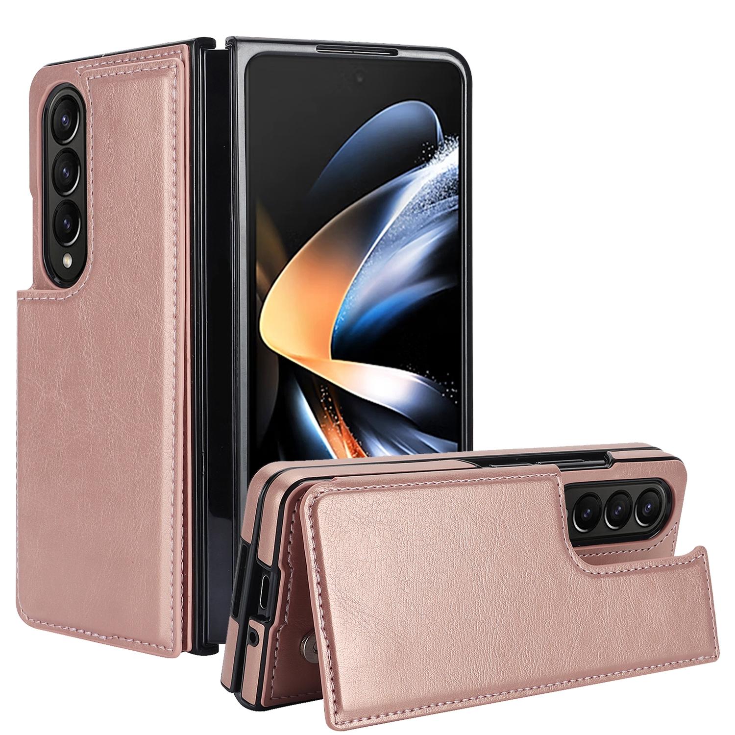 V562-C104741500ADE-202503211325-00 For Samsung Galaxy Z Fold4 5G Full Coverage Double Buckle Phone Case - Rose Gold - Image 1
