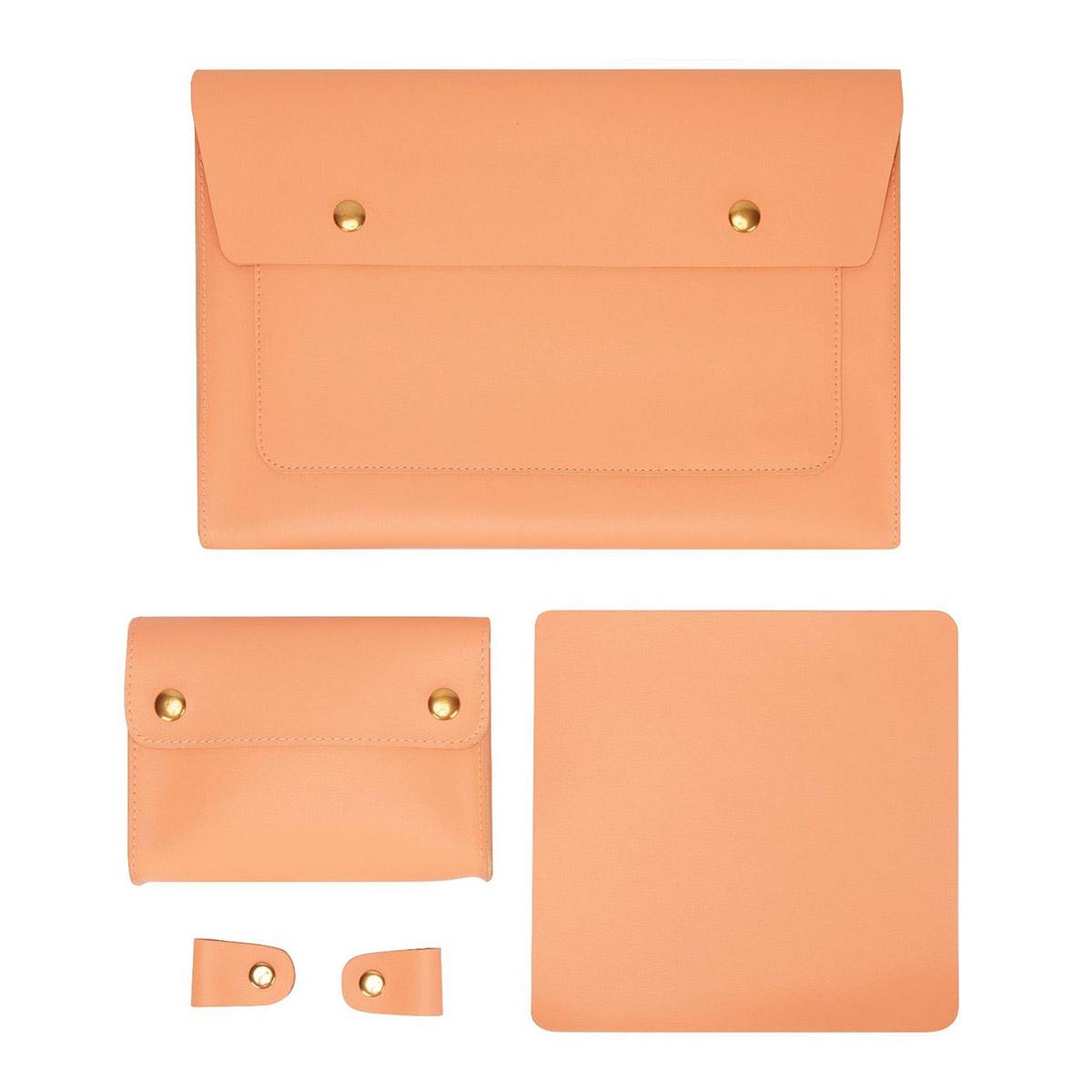 V562-C1061452060DBT-202504021931-00 3-in-1 Waterproof Leather Laptop Liner Bag - 13 Inches - Honeydet Oranges - Image 1