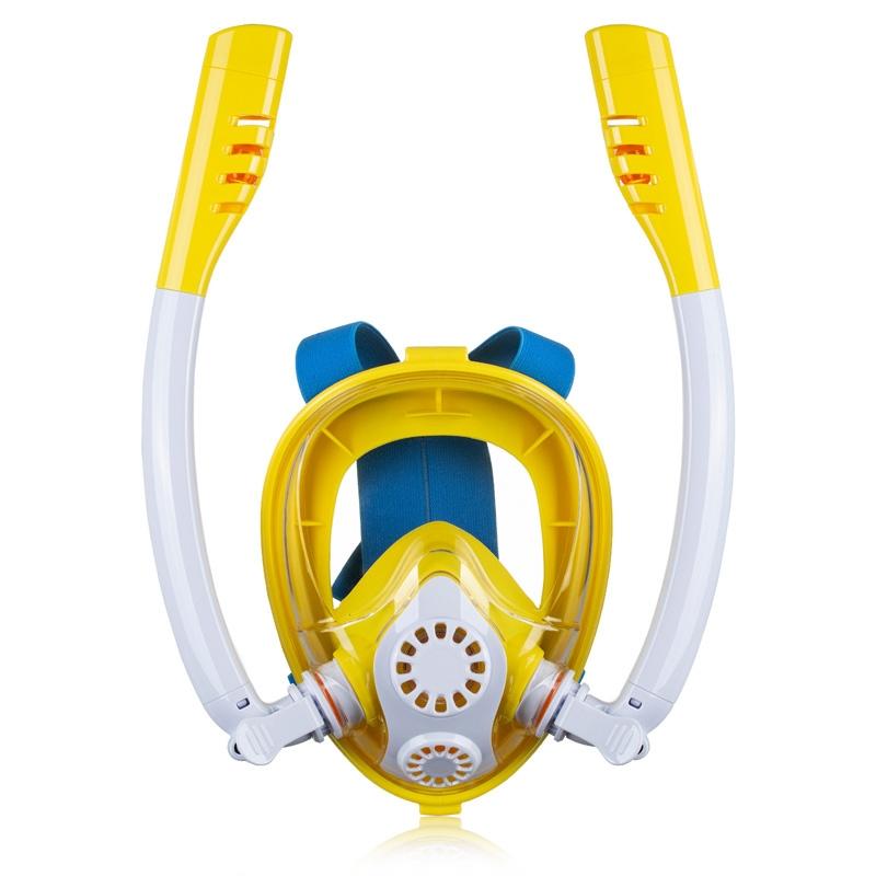 V562-C1083471060DBT-202505231736-00 Full Dry Silicone Kids Diving Mask with Double Tubes - White Yellow - Image 1