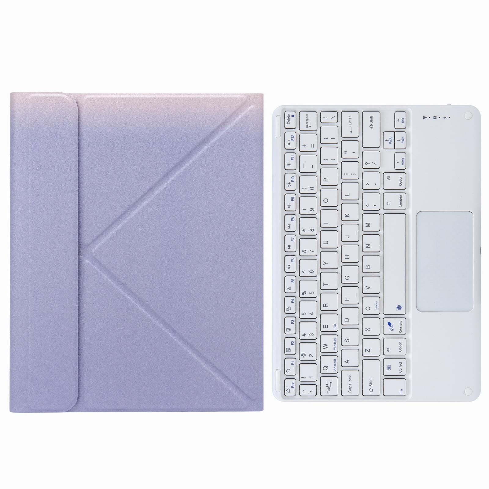 V562-C108954200ADE-202504292010-00 Bluetooth Keyboard Leather Case For Ipad 10.2 / Pro 10.5 - Three-Fold Holder - Purple - Image 1
