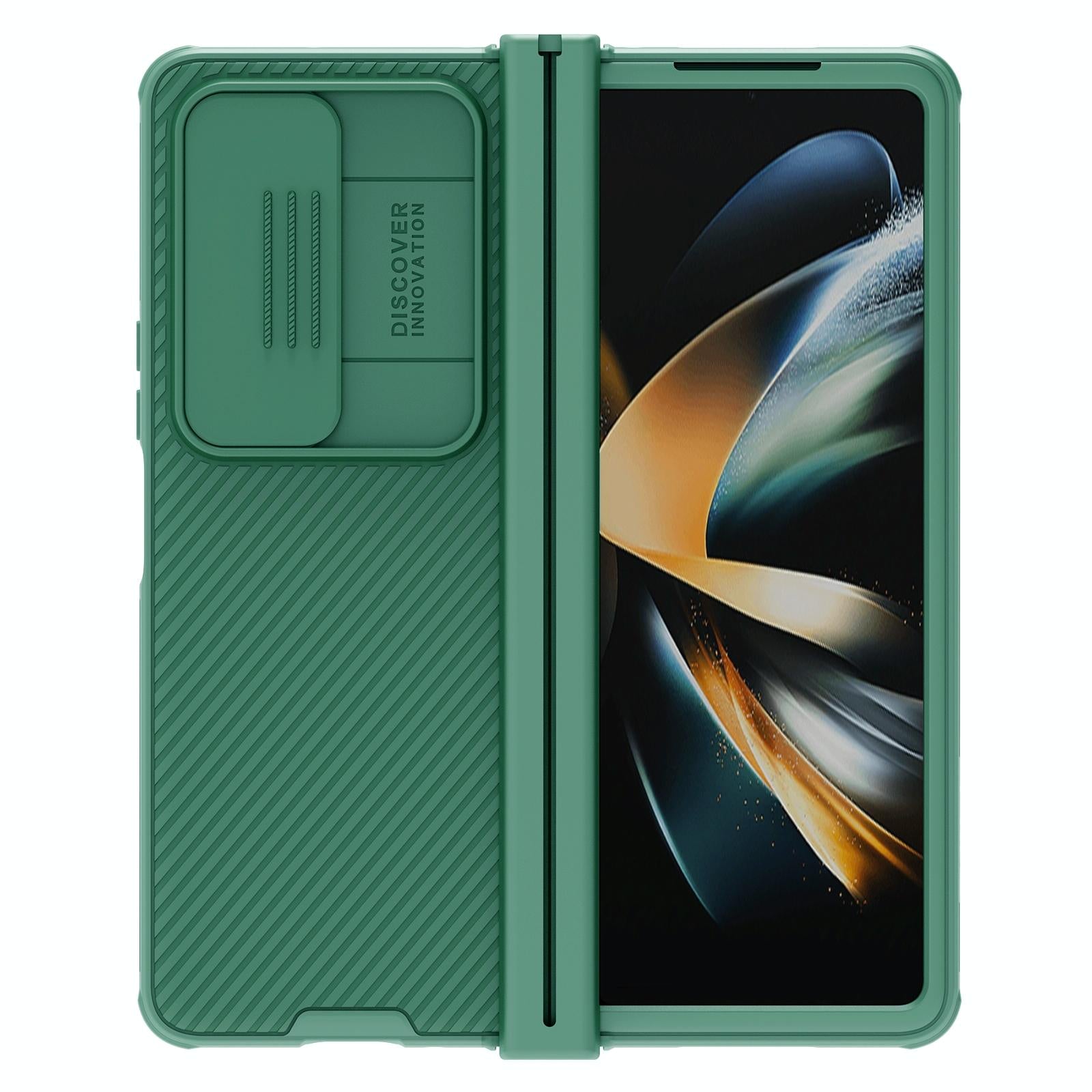 V562-C109685300ADE-202505291221-00 For Samsung Galaxy Z Fold4 5G Mirror Pro Camshield Case Set - Green - Image 1