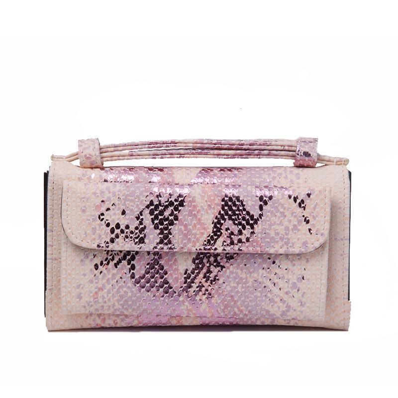 V562-C1098022750DBT-202504021917-00 Sequin Snake Print Wrist Bag - Multifunctional Chain Wallet - Pink - Image 1