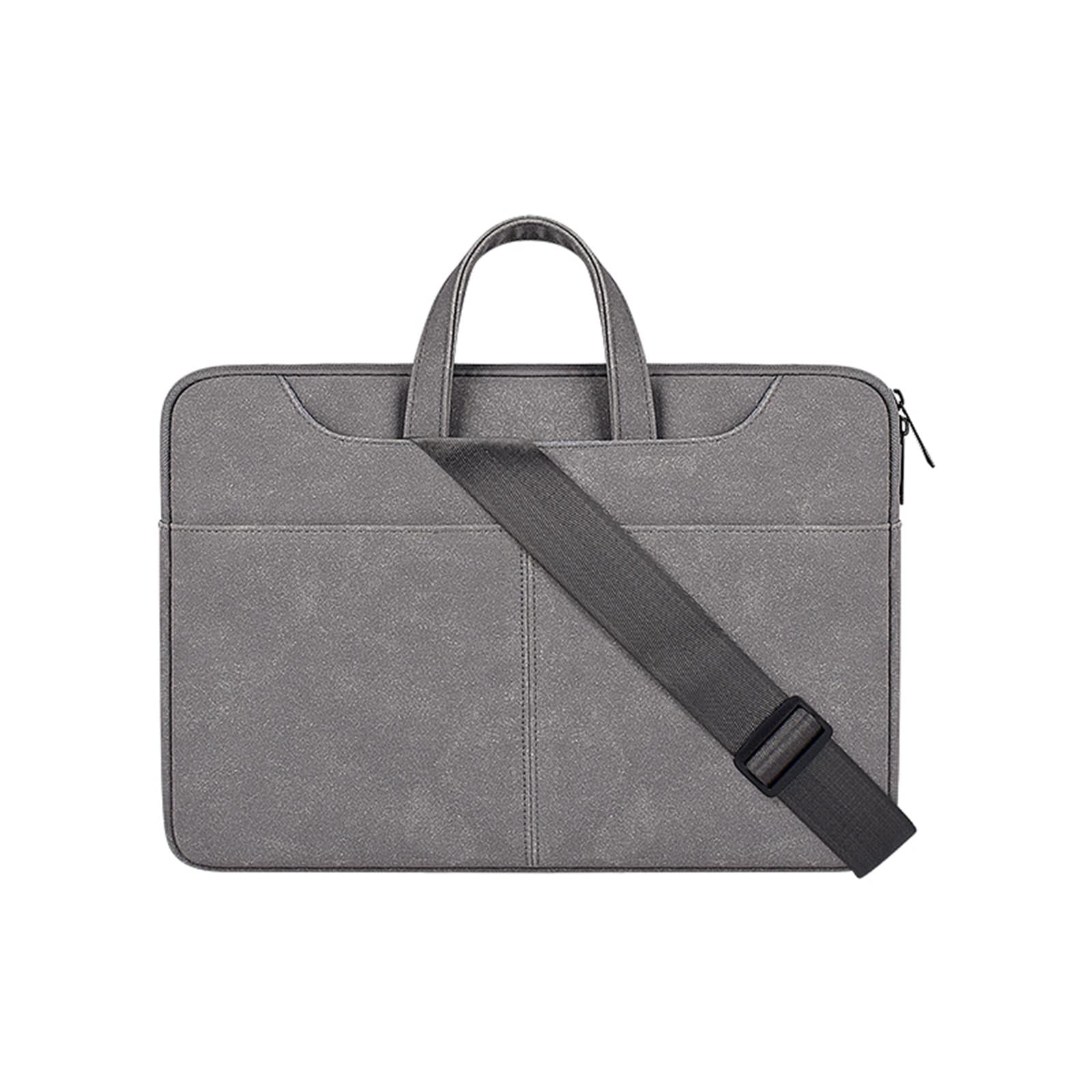 V562-C207197100ADE-202502282305-00 Detachable Shoulder Strap Business Laptop Bag - 14.1-15.4 Inch Frosted Pu - Dark Gray - Image 1