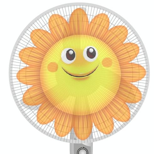 V562-C2080376240DBT-202503031730-00 18-inch Cartoon Children's Electric Fan with All-inclusive Mesh Protection Net and Anti-pinch Hand Cover - Sun Flower - Image 1
