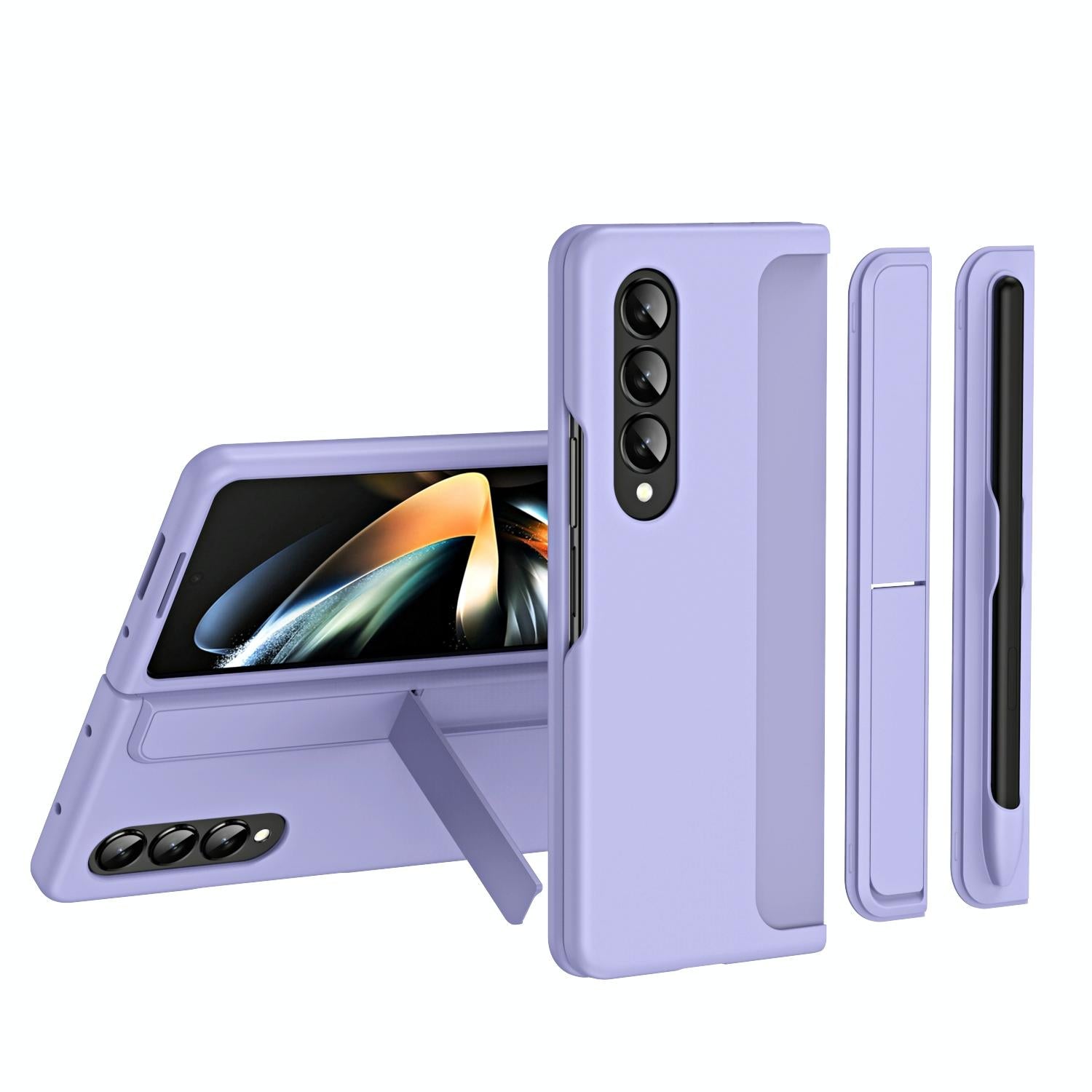 V562-C208520400ADE-202503211340-00 For Samsung Galaxy Z Fold4 5G Detachable Pen & Phone Case - 2 In 1 - Lavender - Image 1