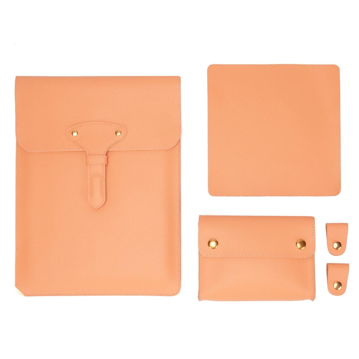 V562-C3065452060DBT-202504022030-00 Waterproof Leather Laptop Liner Bag - 3-in-1 15 Inches - Honeydet Oranges - Image 1