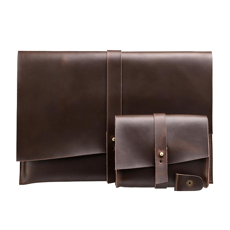 V562-C3600BL-202504021931-00 15.4 Laptop / Tablet Bag - Genuine Leather - Universal - Cable Winder - Business Power Adapter - Macbook / Samsung / Sony / Dell / Alienware / Chuwi / Asus / Hp - Coffee - Image 1