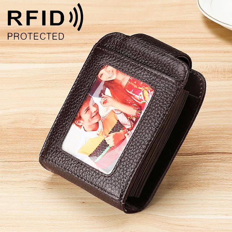 V562-C8510BCC-202505291713-00 Women Vertical Cowhide Leather Rfid Wallet - Coffee - Image 1