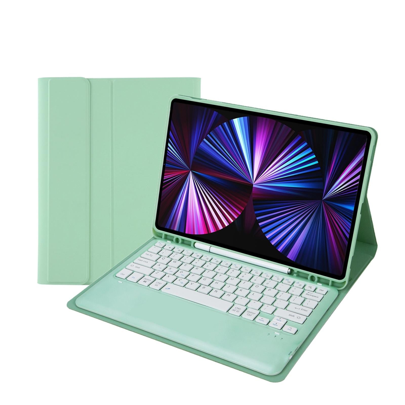 V562-D101499200ADE-202504291932-00 Detachable Bluetooth Keyboard Leather Case For Ipad Pro 12.9 2021 / 2020 / 2018 With Pen Slot - Mint Green - Image 1