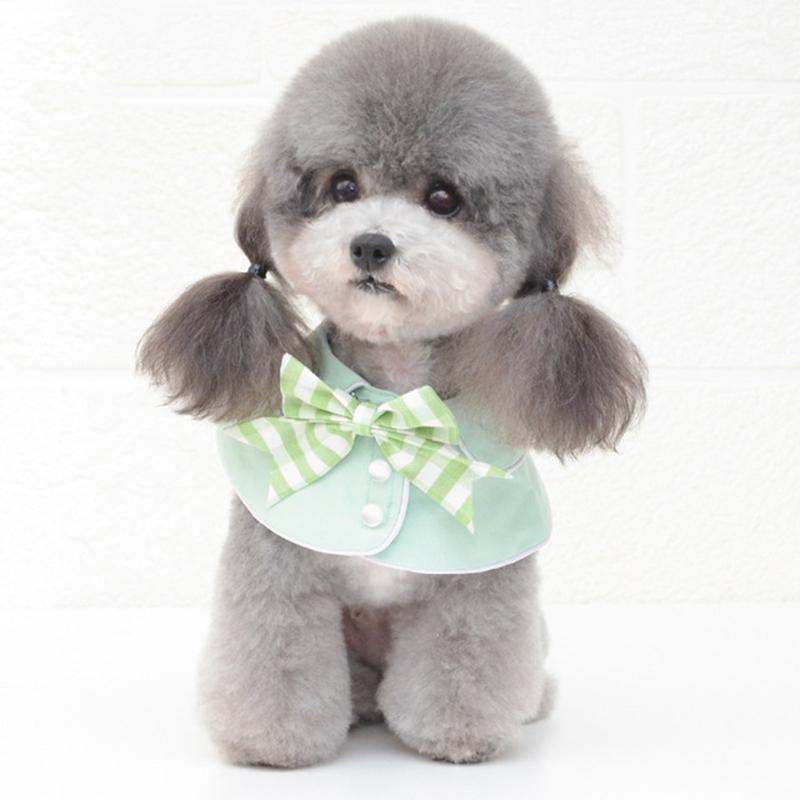 V562-D1023396230DBT-202503201646-00 Pet Accessories Dog Small Shawl Bib Saliva Towel Triangle Scarf - Size S - Light Green - Image 1