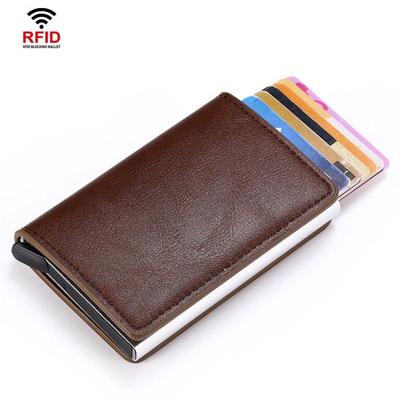 V562-D1032193060DBT-202505291512-00 Automatic Rfid Blocking Card Holder with Coin Pocket - Dark Brown - Image 1
