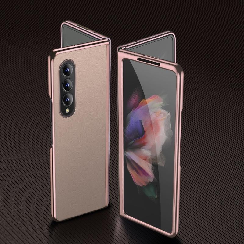 V562-D103652300ADE-202505291321-00 For Samsung Galaxy Z Fold4 5G Leather Plated Phone Cover - Rose Gold - Image 1