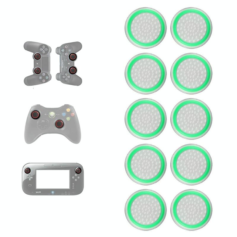 V562-D1067362060DBT-202504182006-00 10-piece Luminous Gamepad Button Caps for Ps5 / Ps4 / Ps3 / Xbox one / 360 / Pro / Series x / s - Transparent Light Green - Image 1
