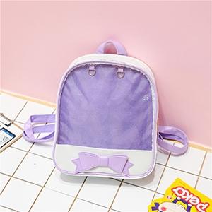 V562-D108553940DBT-202503041825-00 Mini Clear Kids Backpack with Bow - Perfect for School - Purple - Image 1