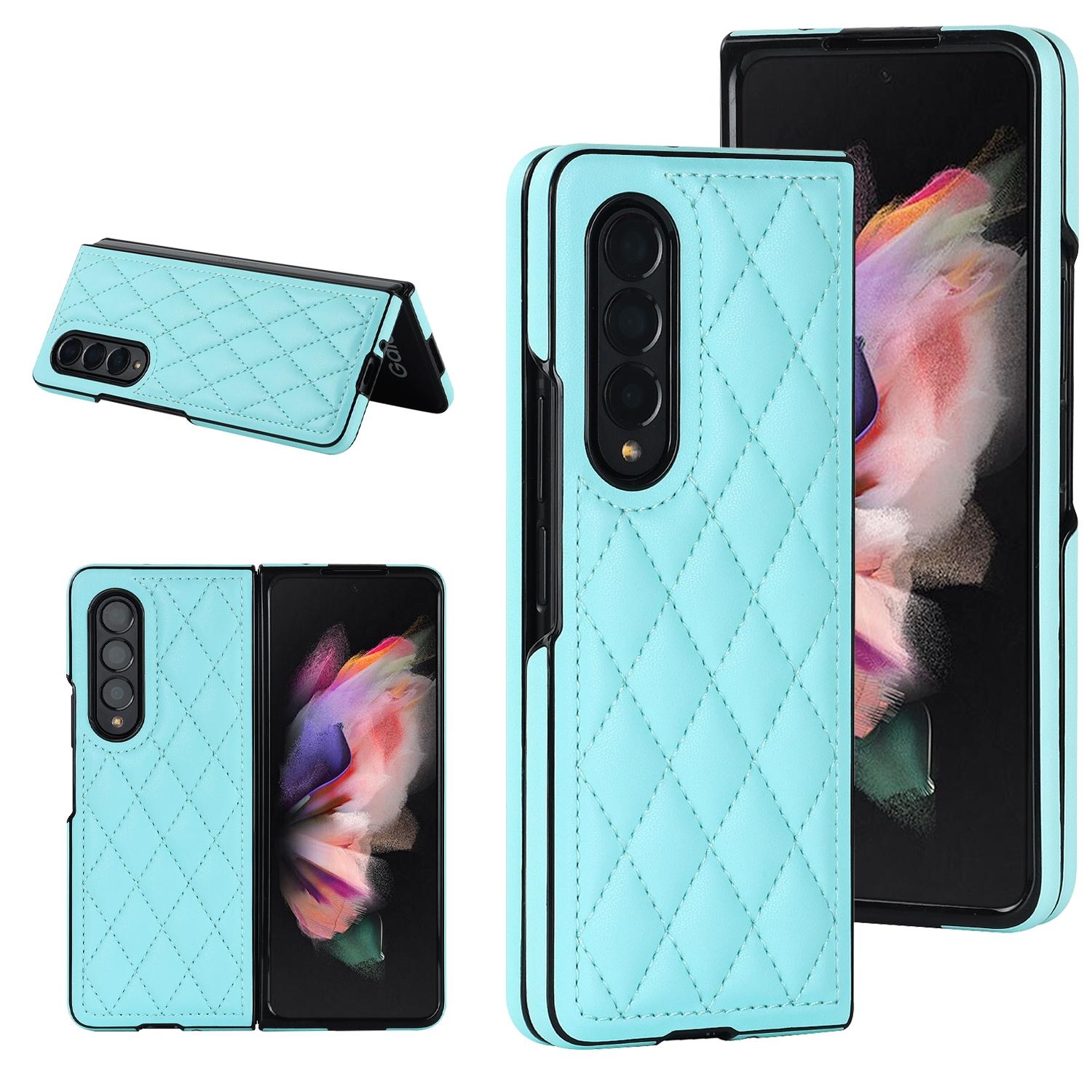 V562-D109201400ADE-202503211345-00 For Samsung Galaxy Z Fold4 5G Foldable Microfiber Phone Case - Rhombic Design - Blue - Image 1