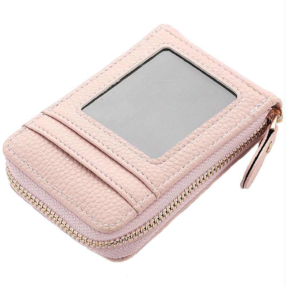 V562-D1098883060DBT-202503280233-00 Multi Slot Short Card Holder With Zipper Coin Purse Pu Leather - Pink - Image 1