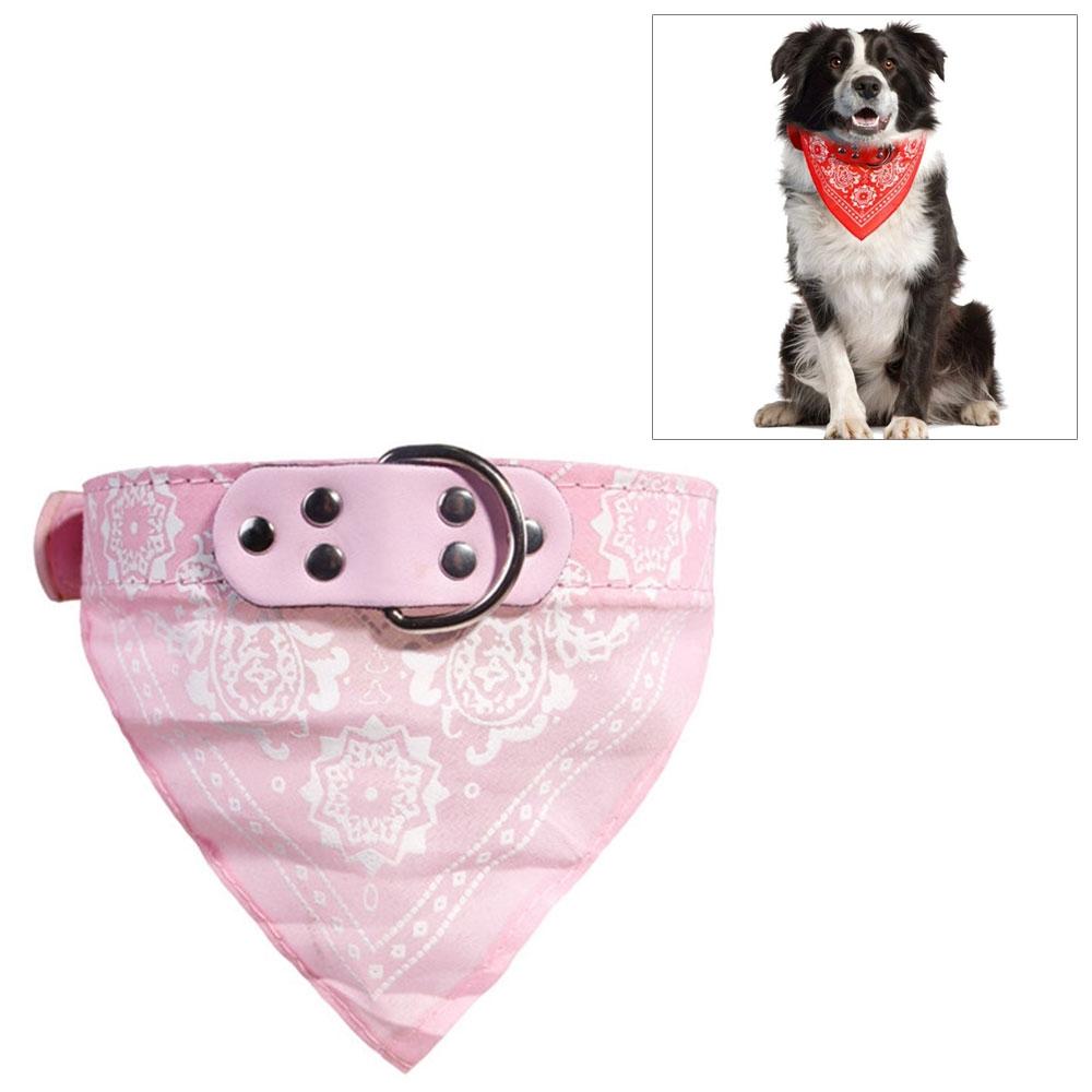 V562-D202570260DBT-202503201716-00 Adjustable Dog Bandana Leather Printed Soft Scarf Collar Neckerchief For Puppy Pet - Size M - Pink - Image 1