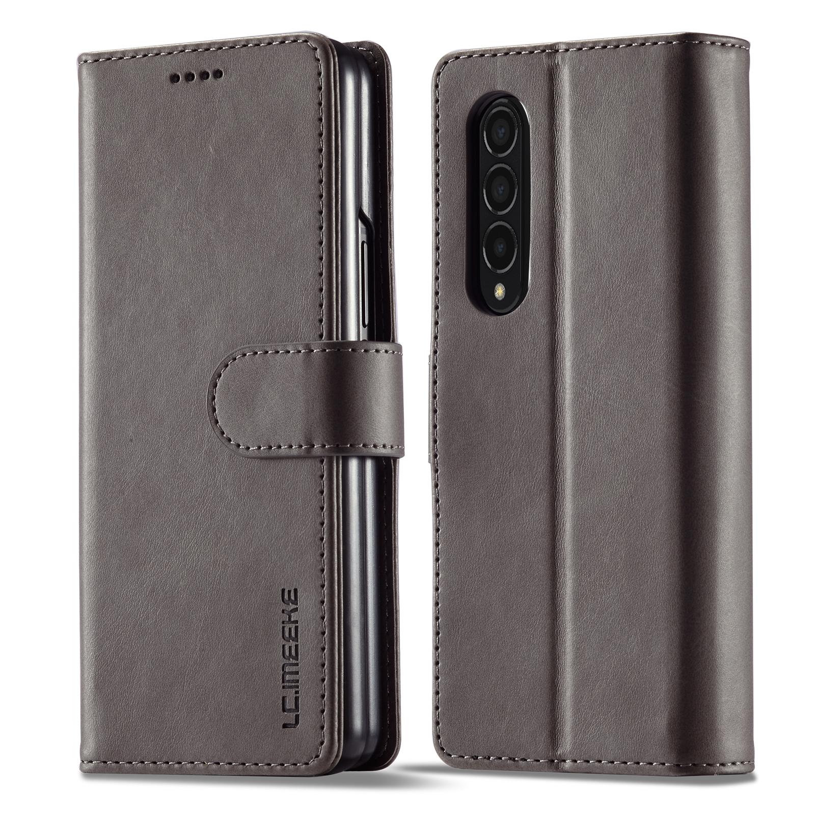 V562-D202781300ADE-202505221930-00 For Samsung Galaxy Z Fold4 5G Calf Leather Phone Case - Grey - Image 1