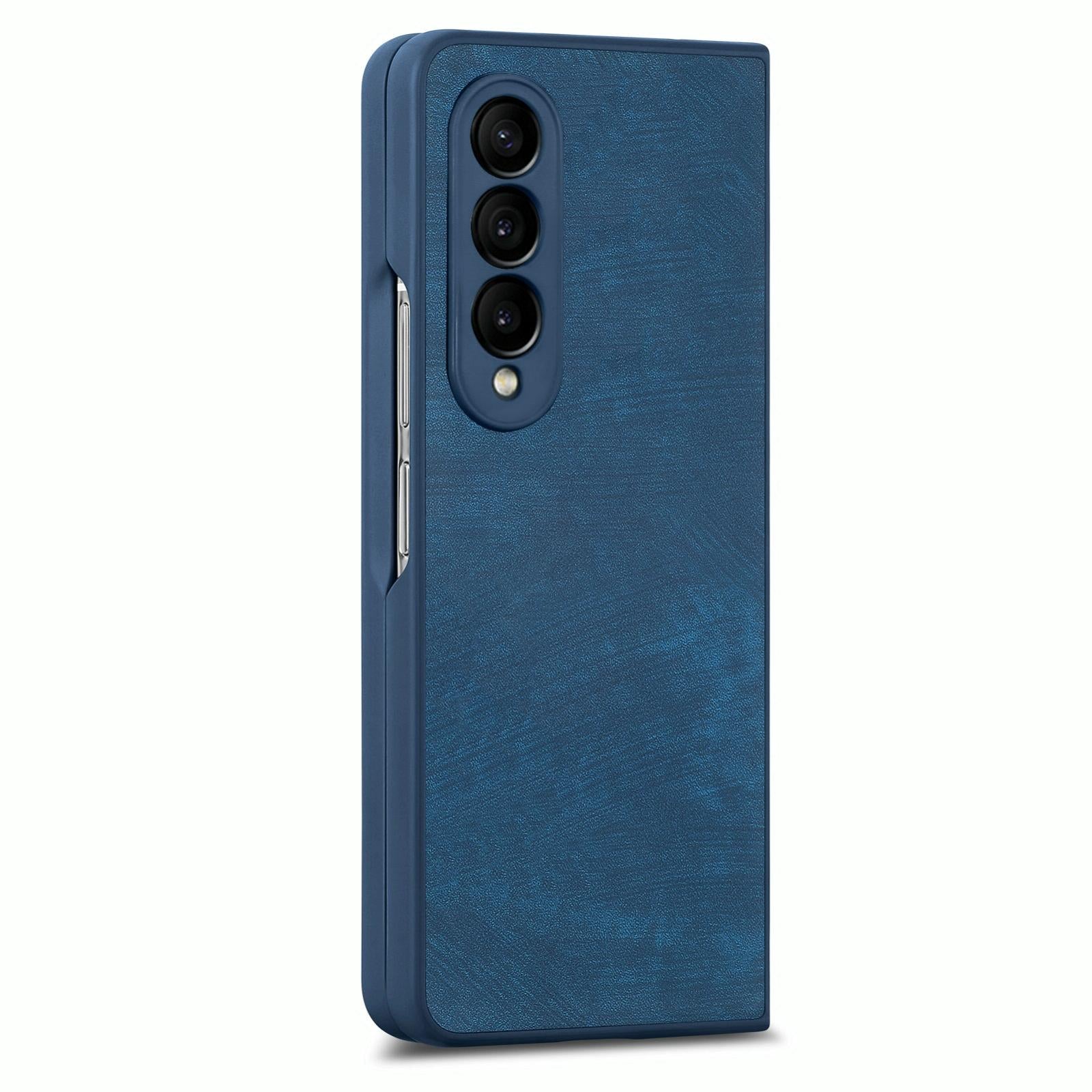 V562-D208113200AYS-202503211426-00 For Samsung Galaxy Z Fold4 5G Vintage Leather Fold Case - Blue - Image 1