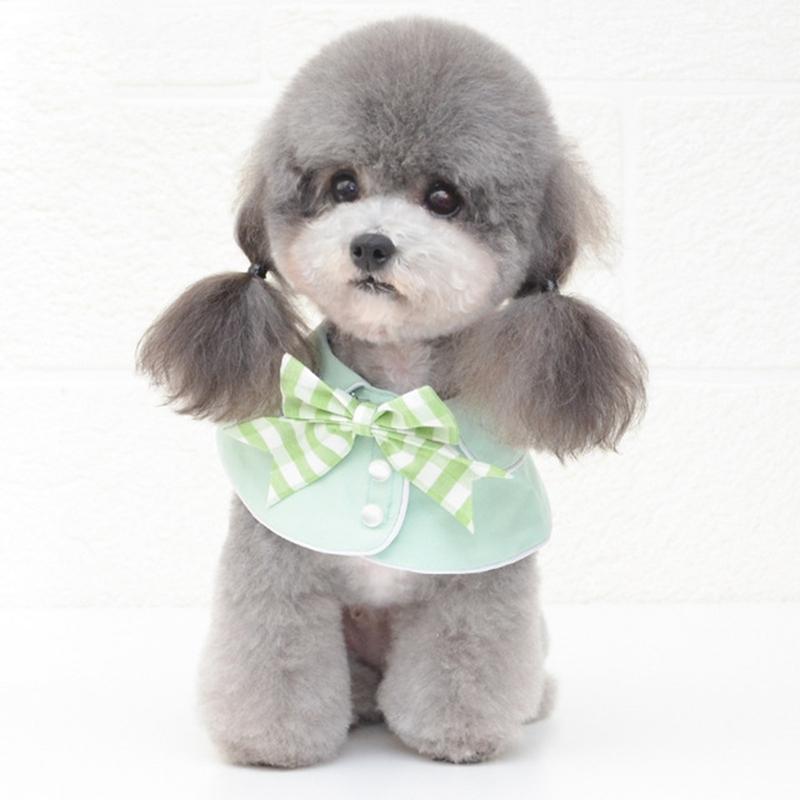 V562-D3023396230DBT-202503201646-00 Pet Accessories Dog Small Shawl Bib Saliva Towel Triangle Scarf - Size L - Light Green - Image 1