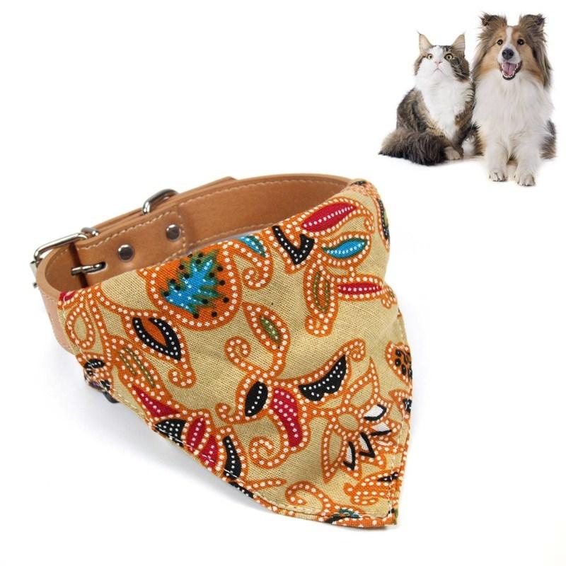 V562-D4061001450DBT-202503201721-00 Cotton Pet Bib Cat Headband Dog Saliva Towel - Size L - Khaki - Image 1