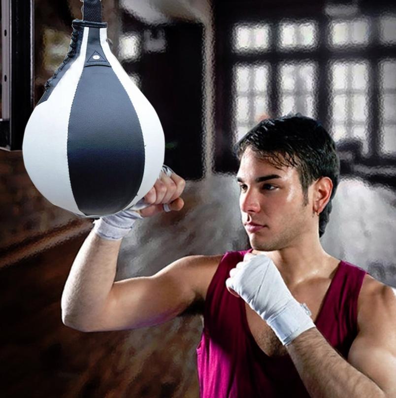 V562-E1005757350DBT-202503072142-00 Adult Hanging Speed Ball For Boxing Fitness - Free Punching Bag - Pear Shape Black & White - Image 1