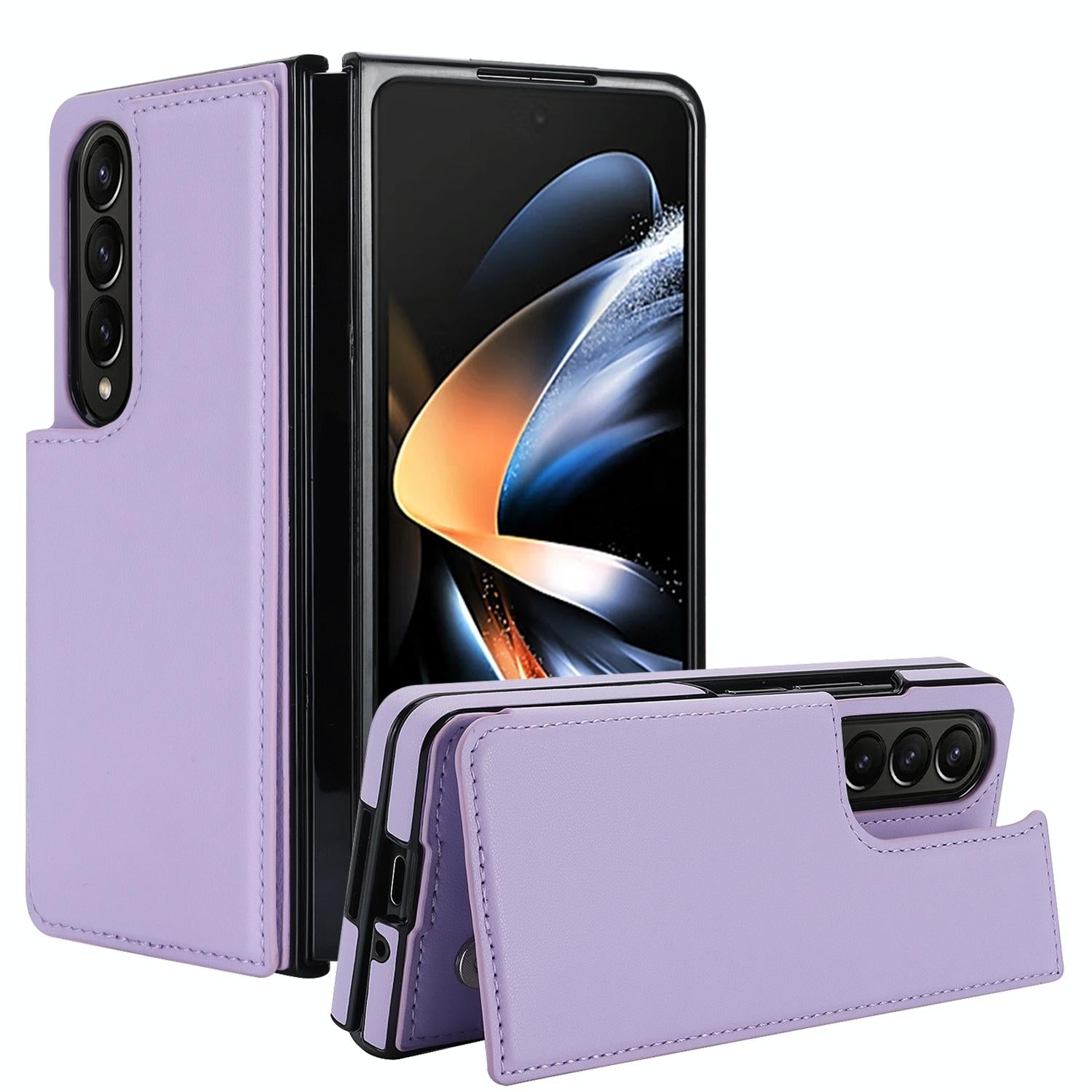 V562-E104741500ADE-202503211325-00 For Samsung Galaxy Z Fold4 5G Full Coverage Double Buckle Phone Case - Purple - Image 1