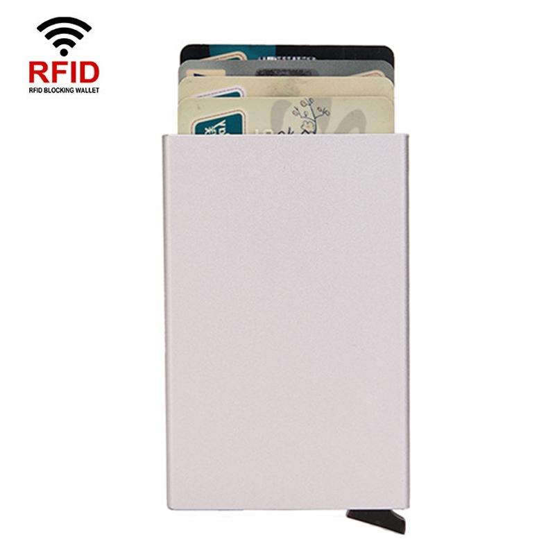 V562-E1066593060DBT-227053-00 Metal Rfid Card Holder Wallet - Compact Design - Silver - Image 1