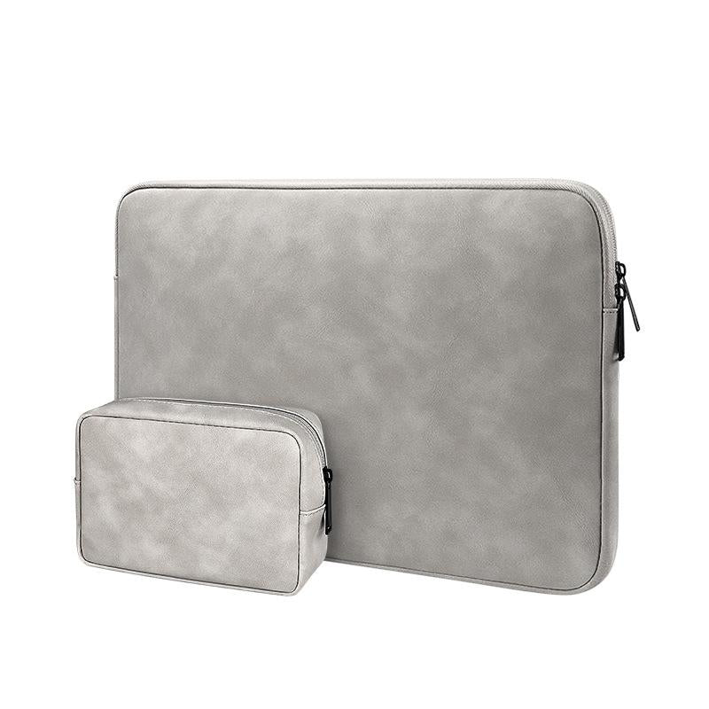 V562-E2044833060DBT-202504022106-00 Lightweight Waterproof Lambskin Laptop Sleeve - Fits 14.1-15.4 Inches - Gray With Bag - Image 1