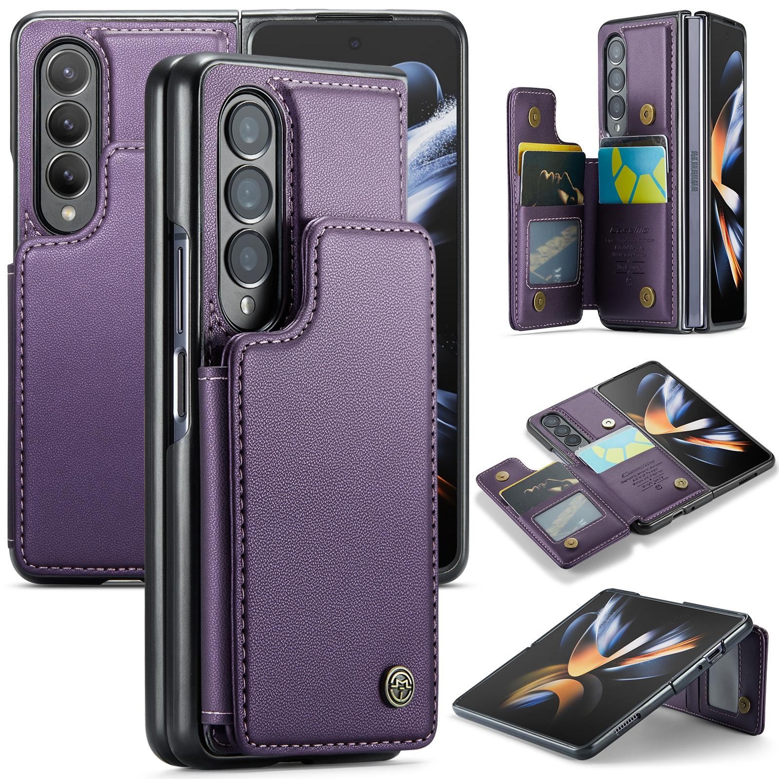V562-E204745500ADE-202503211311-00 For Samsung Galaxy Z Fold4 5G Leather Rfid Phone Case - Purple - Image 1
