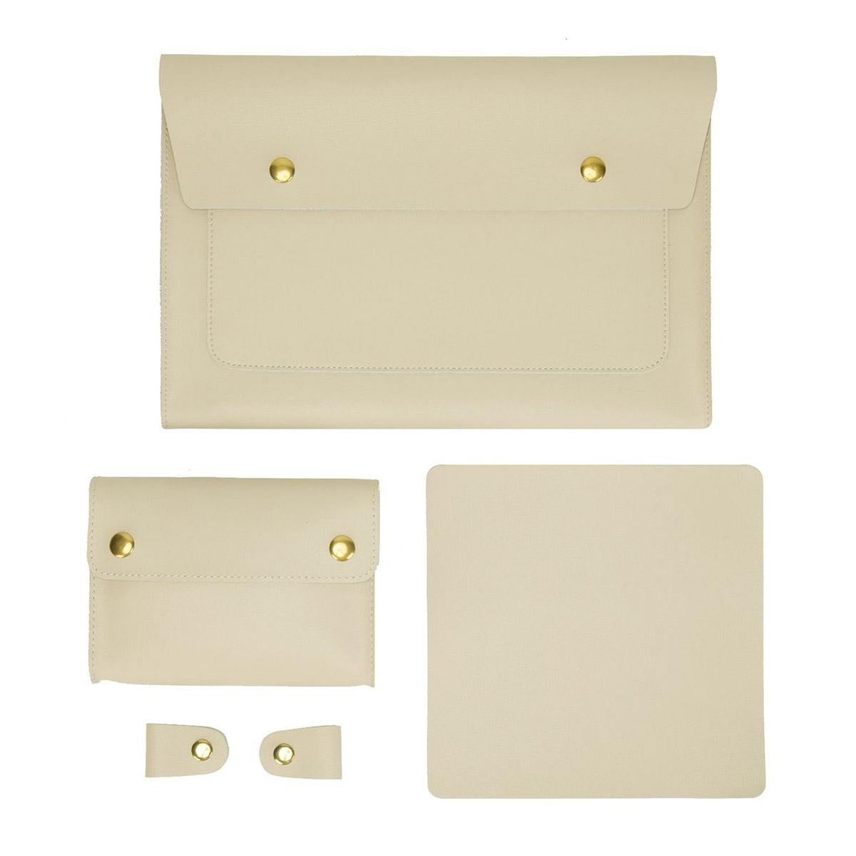 V562-E2061452060DBT-202504251806-00 3-in-1 Waterproof Leather Laptop Liner Bag - 14 Inches - Apricot - Image 1