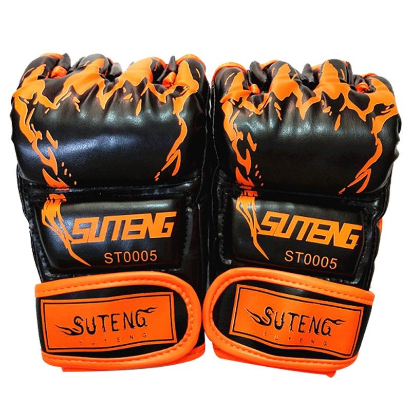 V562-E2573GO-202503072126-00 Adult Half-Finger Boxing Gloves For Training - Orange - Image 1