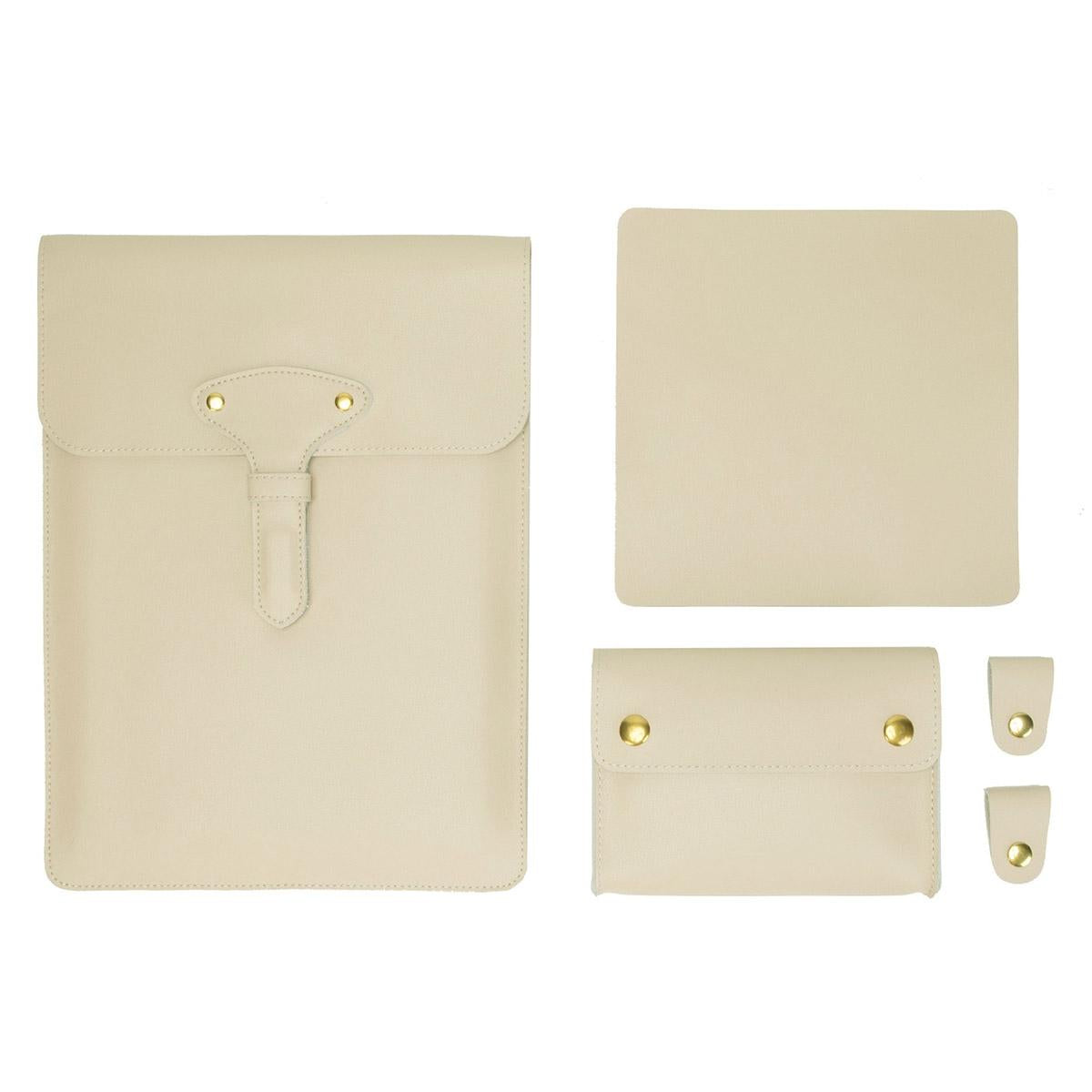 V562-E3065452060DBT-202504022030-00 Waterproof Leather Laptop Liner Bag - 3-in-1 15 Inches - Apricot - Image 1