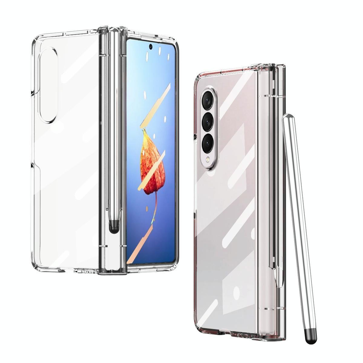 V562-F102803300ADE-202505221932-00 For Samsung Galaxy Z Fold4 5G Full Body Phone Case with Integrated Hinge and Pen Slot - Transparent - Image 1