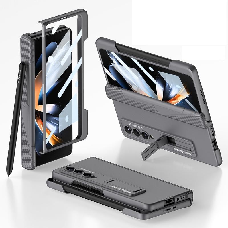 V562-F104057300ADE-202503211320-00 For Samsung Galaxy Z Fold4 5G Foldable Phone Case With Magnetic Closure And Pen Slot - Compact And Convenient - Grey - Image 1