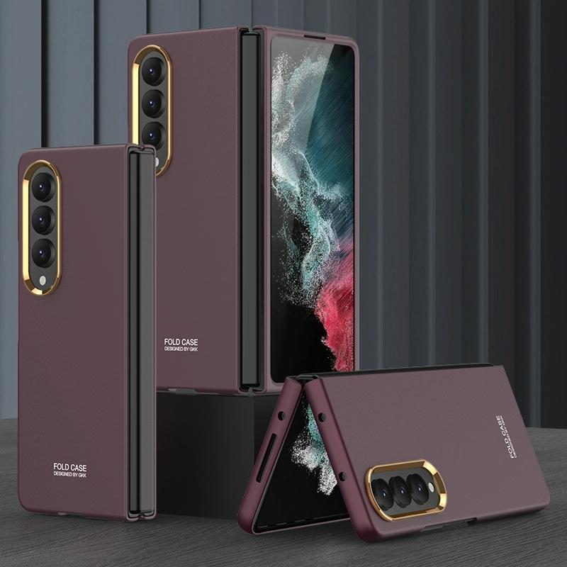 V562-F104313300ADE-202505291233-00 For Samsung Galaxy Z Fold4 5G Electroplating Lens Frame Case - Ultra Thin - Brown - Image 1