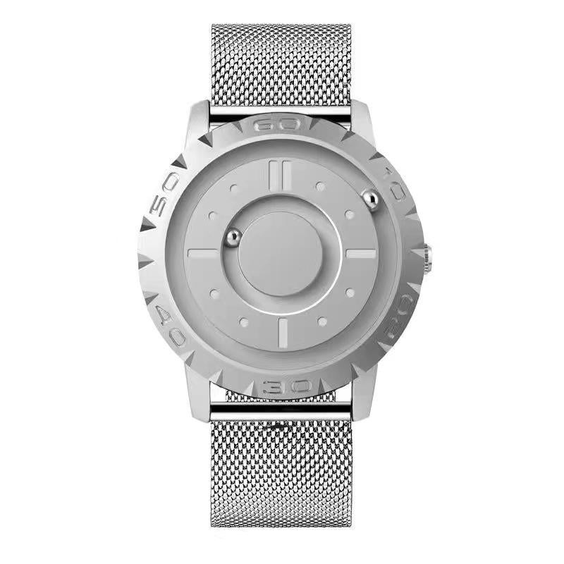 V562-F1051492060DBT-202504171911-00 Bezel-free Magnetic Ball Watch - Men Design - Silver Net Strip - Image 1