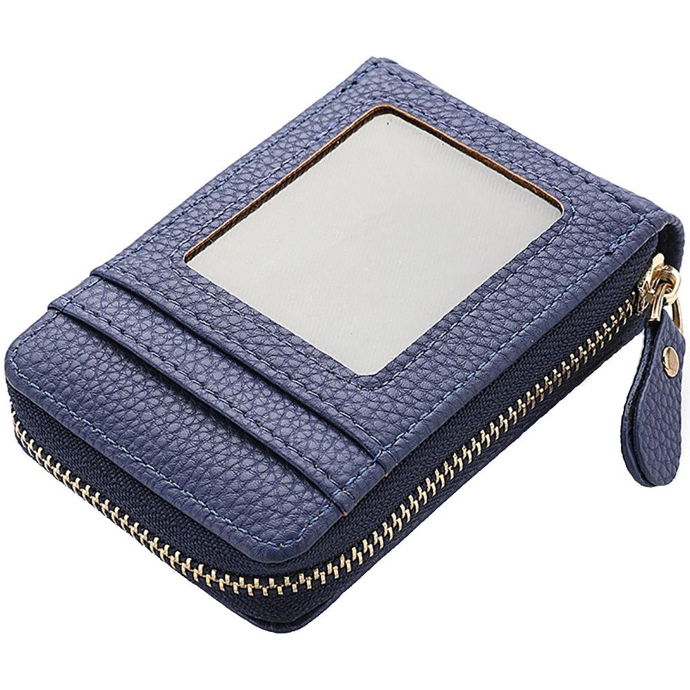 V562-F1098883060DBT-202503280235-00 Multi Slot Short Card Holder With Zipper Coin Purse Pu Leather - Blue - Image 1