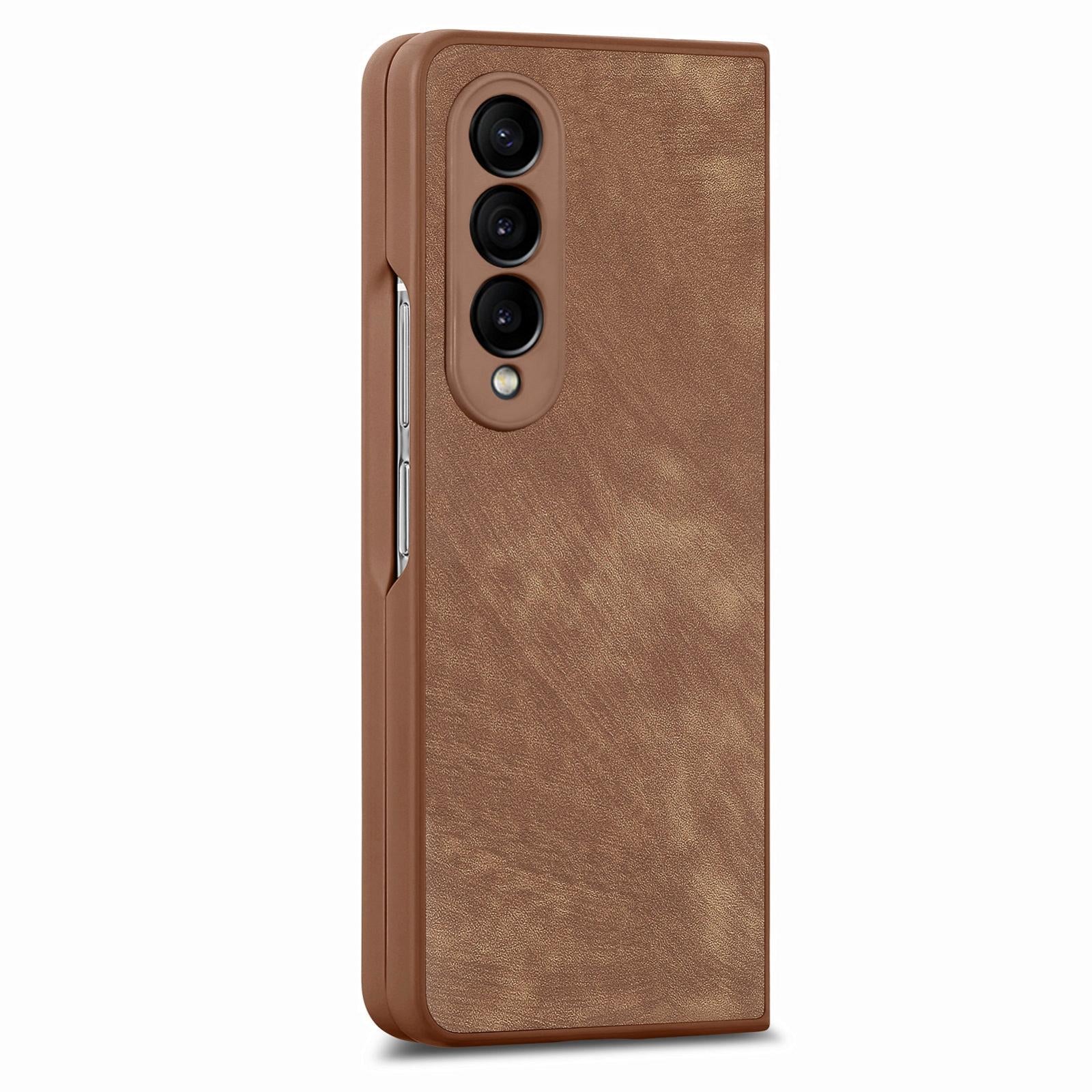 V562-F208113200AYS-202503211426-00 For Samsung Galaxy Z Fold4 5G Vintage Leather Fold Case - Brown - Image 1