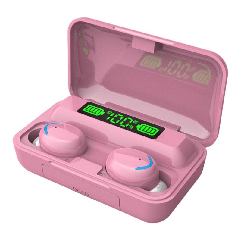 V562-F2601D6PI-202505261701-00 Macaron Bluetooth Earphones with Led Display and Noise Reduction - Pink - Image 1