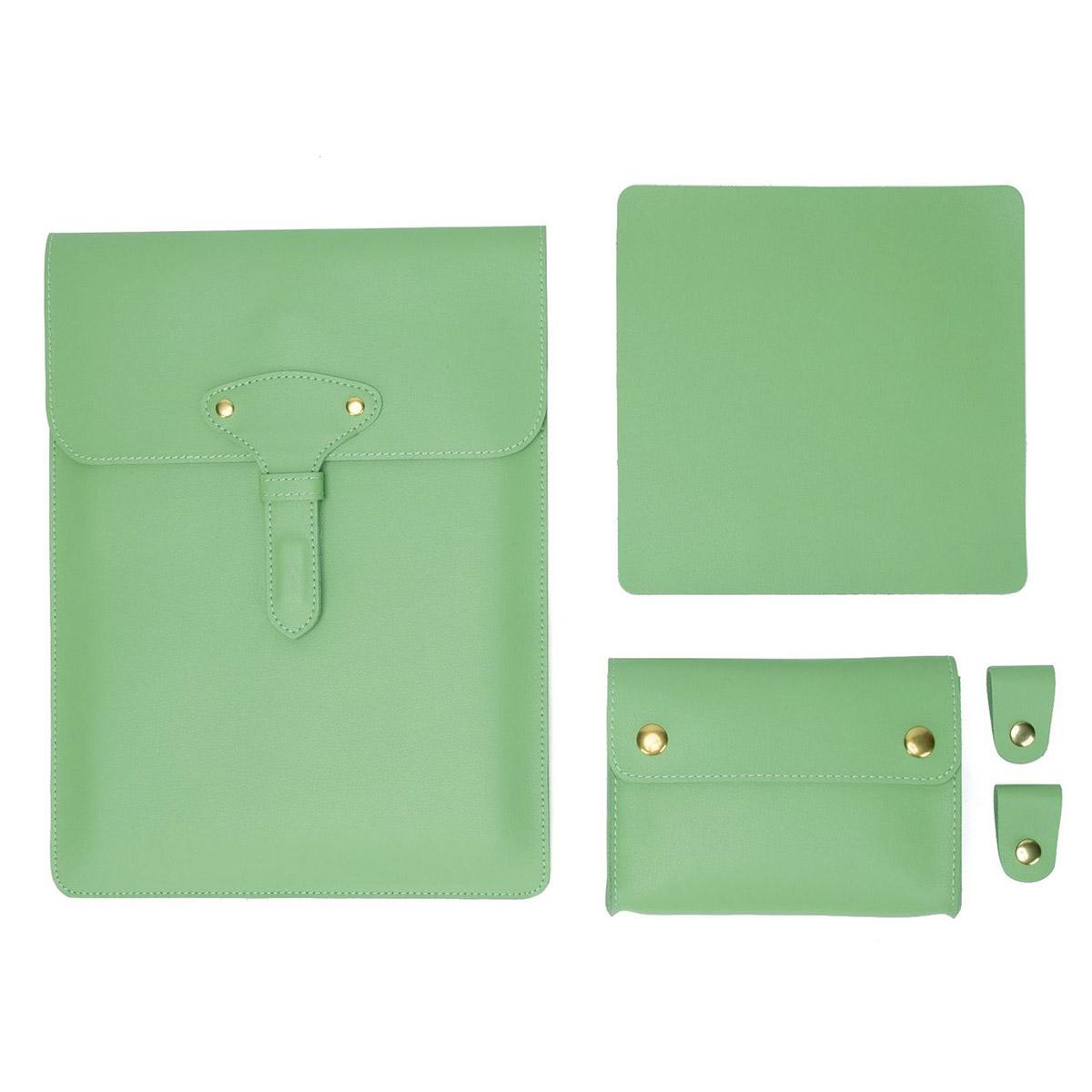 V562-F3065452060DBT-202504022030-00 Waterproof Leather Laptop Liner Bag - 3-in-1 15 Inches - Avocado Green - Image 1