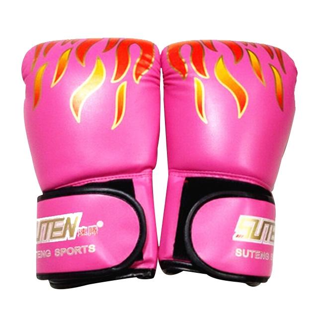 V562-F3156GO-202503072135-00 Adult Flame Pattern Pu Leather Boxing Gloves - Pink - Image 1
