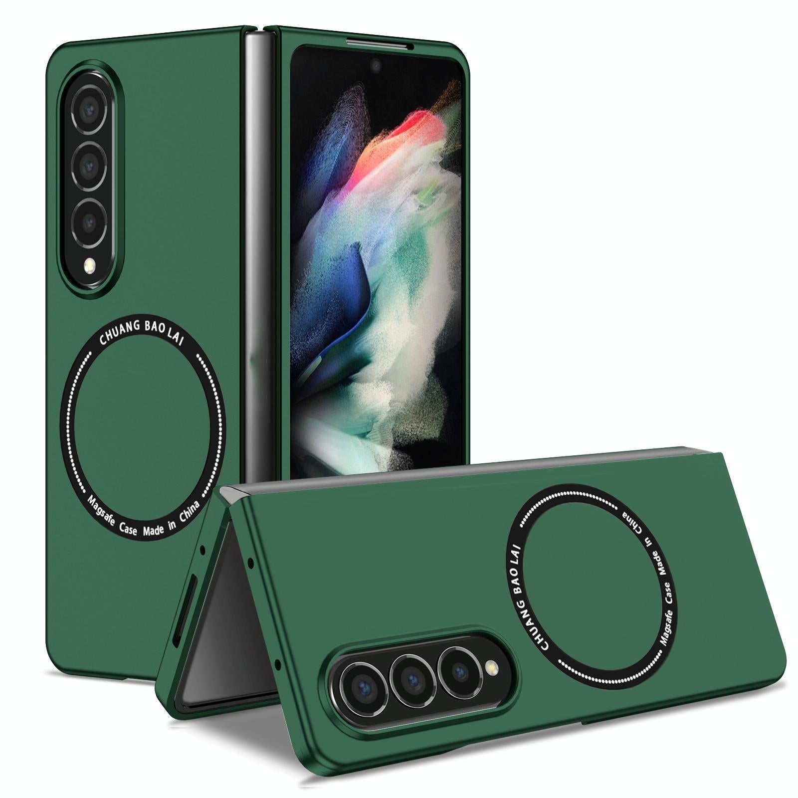 V562-F401496300ADE-202503211245-00 For Samsung Galaxy Z Fold4 5G Secure & Portable Magnetic Folding Case - Green - Image 1