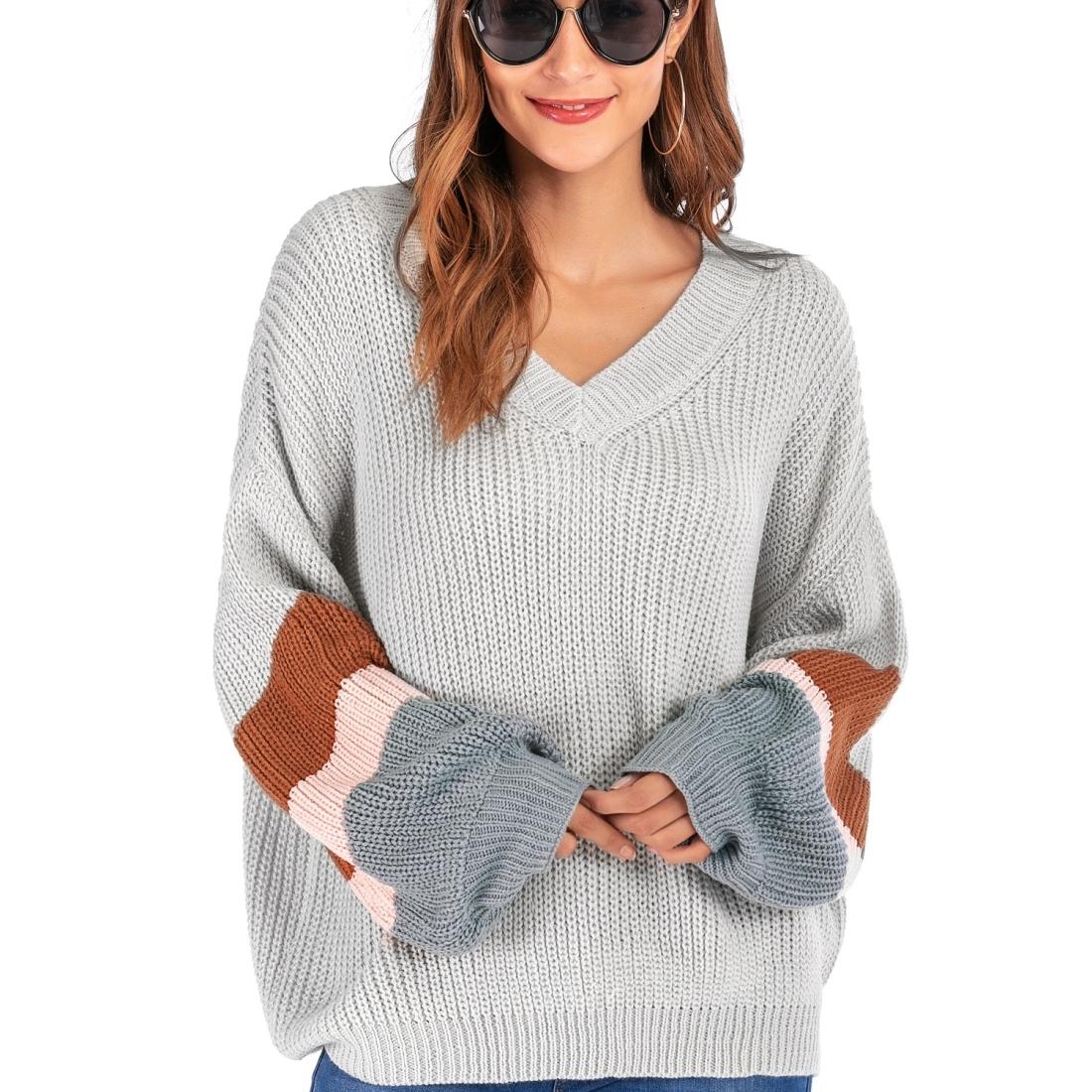 V562-FA81490722YZ-202505261910-00 Fashion Casual V-Neck Sweater - Grey M - Image 1