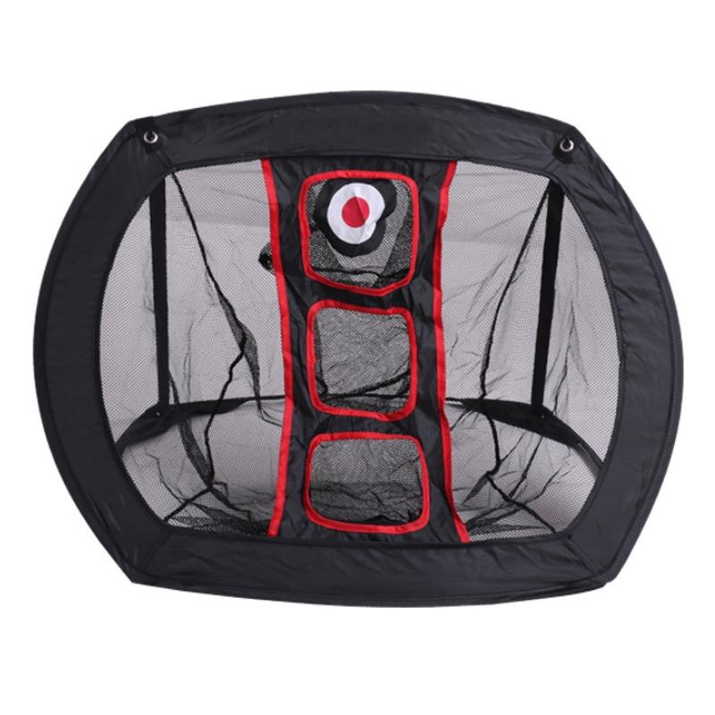 V562-G1032461060DBT-202502220240-00 Foldable Square Golf Net for Indoor Practice - Black Red Net - Image 1