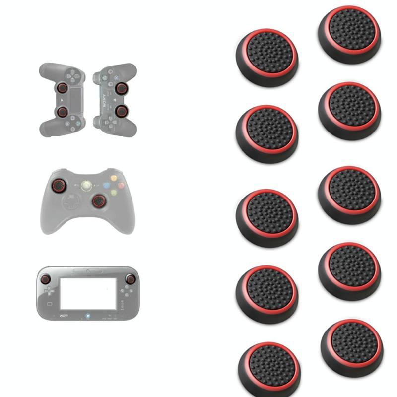 V562-G1067362060DBT-202504182006-00 10-piece Luminous Gamepad Button Caps for Ps5 / Ps4 / Ps3 / Xbox one / 360 / Pro / Series x / s - Black Red Circle - Image 1