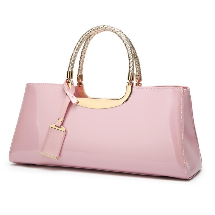 V562-G1091745950DBT-202502272035-00 Patent Leather Shoulder Bag for Women - Glue Closure - Pink - Image 1
