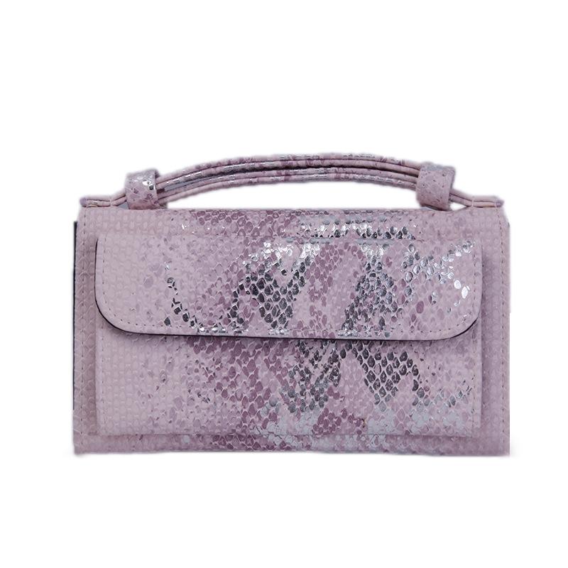 V562-G1098022750DBT-202504021917-00 Sequin Snake Print Wrist Bag - Multifunctional Chain Wallet - Nude Pink - Image 1