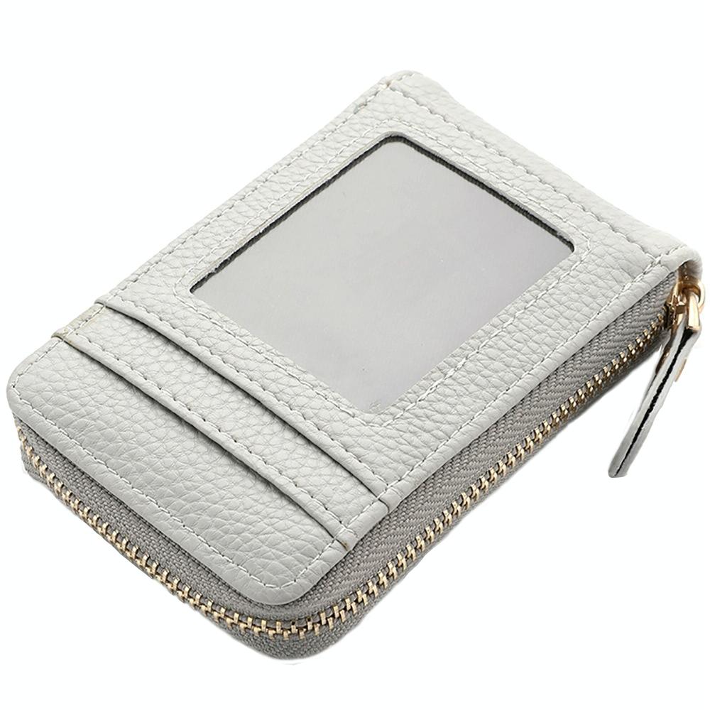 V562-G1098883060DBT-202503280235-00 Multi Slot Short Card Holder With Zipper Coin Purse Pu Leather - Grey - Image 1